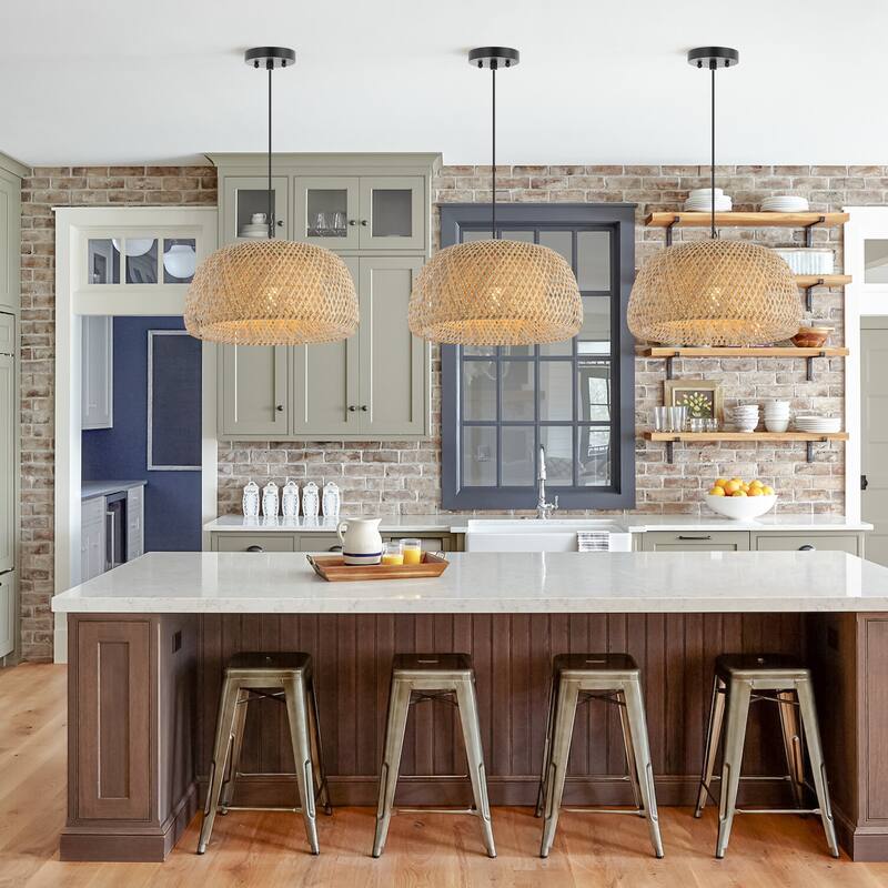 Lucas 1-Light Farmhouse Coastal 180" Cord Plug-In or Hardwired LED Pendant, by JONATHAN Y