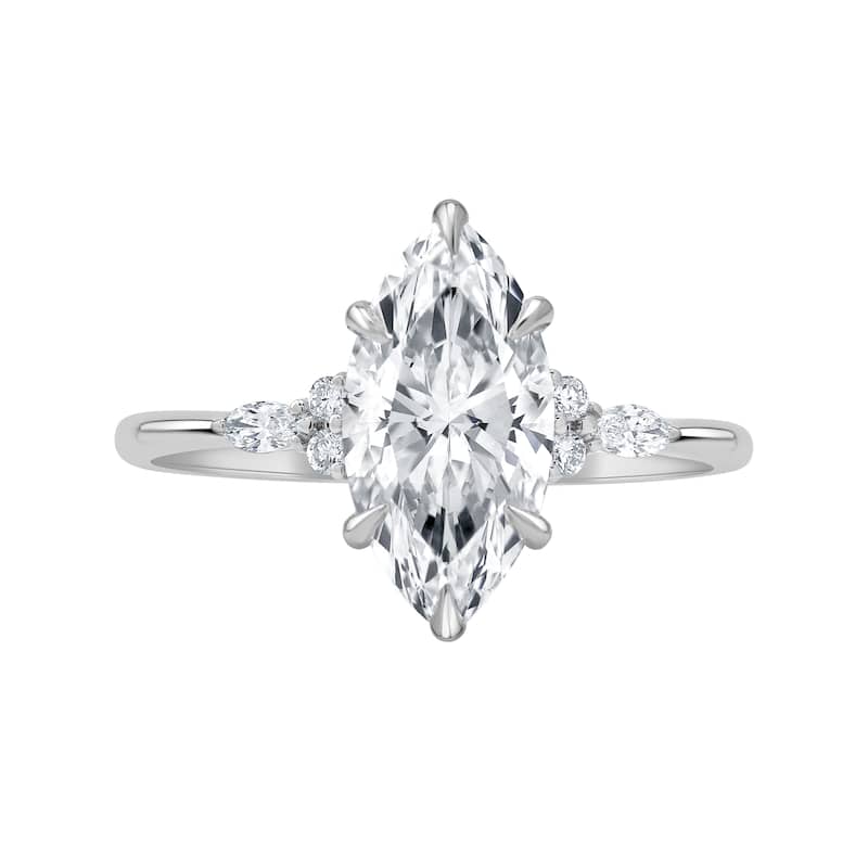Auriya 14k Gold 5 3/5ctw Lab grown Marquise Nature's Inspired Diamond Engagement Ring (F-G VS) - White - 4