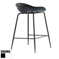 25" Seat Height Molded Plastic Bar Stool Modern Barstool Counter Stools with Backs and armless Metal Legs
