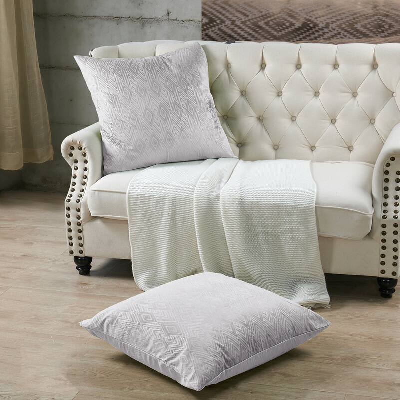 Tonopah Ikat Velvet Throw Pillow Cover Set, NO INSERT - 26" x 26" - Silver