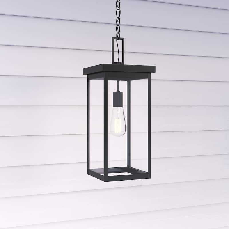 Millennium Lighting Barkeley 1 Light Outdoor Hanging Lantern in Powder Coated Black with ClearGlass Shades - 20 Inch - Powder Coat Black