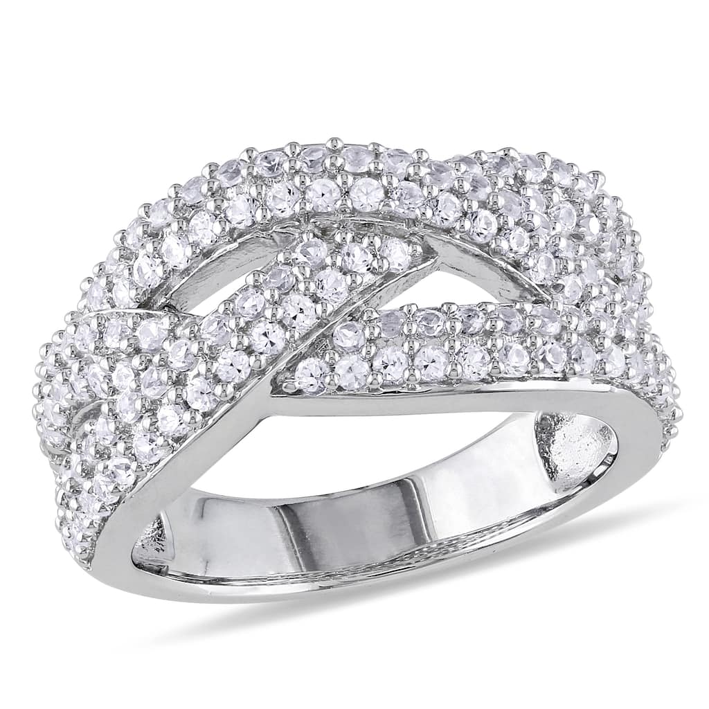 Miadora 1 1/4ct TGW Created White Sapphire Braided Ring in Sterling Silver
