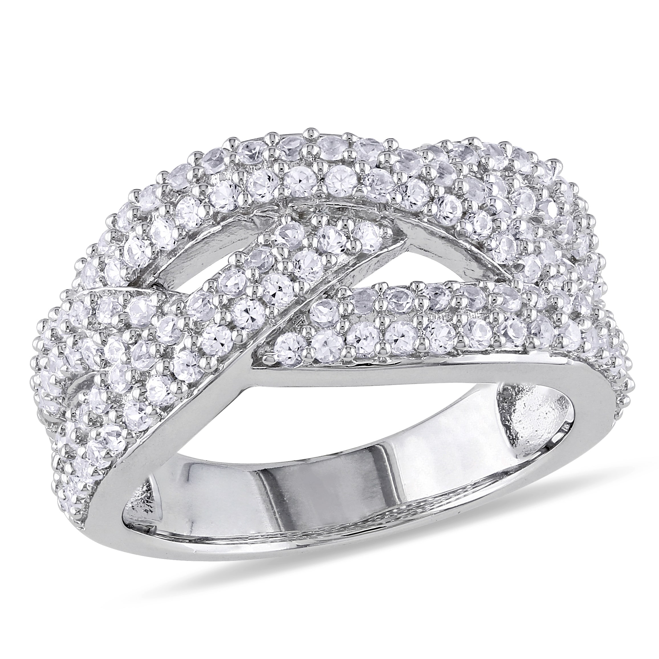 Miadora 1 1/4ct TGW Created White Sapphire Braided Ring in Sterling Silver