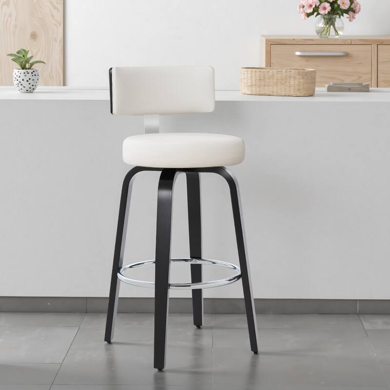Upholstered Swivel Counter/ Bar Stools with T-Shaped Backrest
