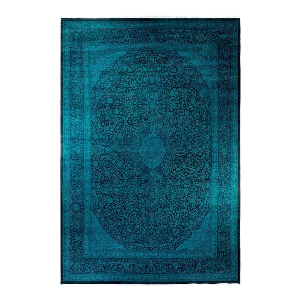 Overton Handknotted Wool Vintage Inspired Contemporary Overdyed Brown Area Rug - 18' 3" x 12' 1"