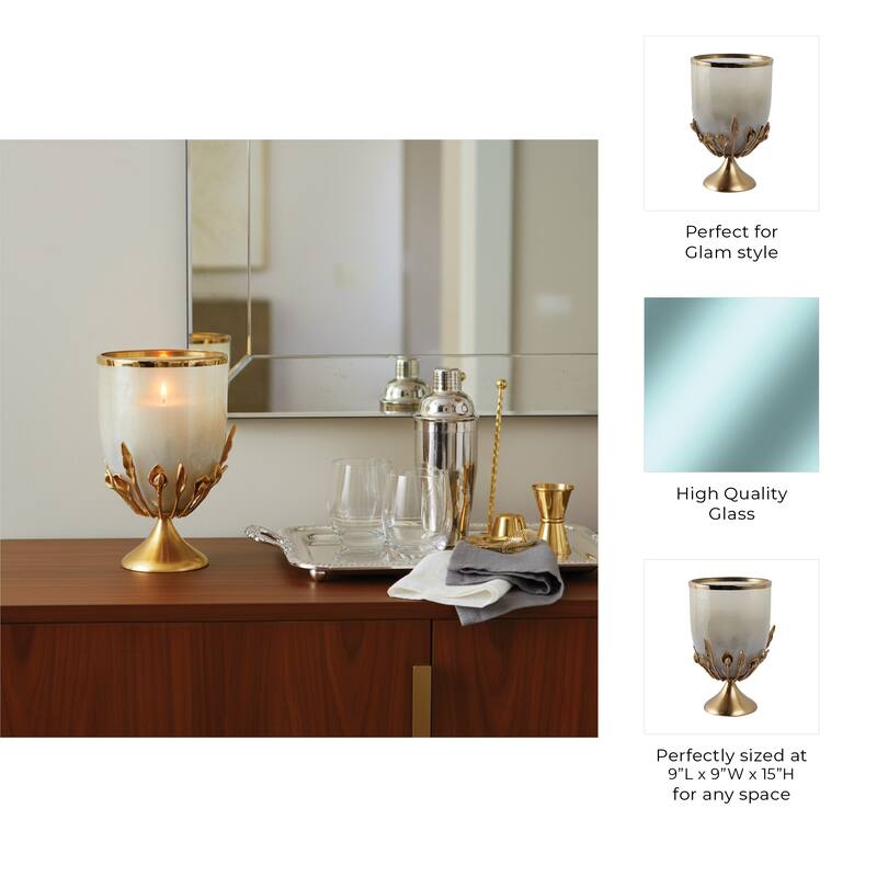 Glass Candle Holder Pedestal Hurricane Contemporary Tabletop Accent