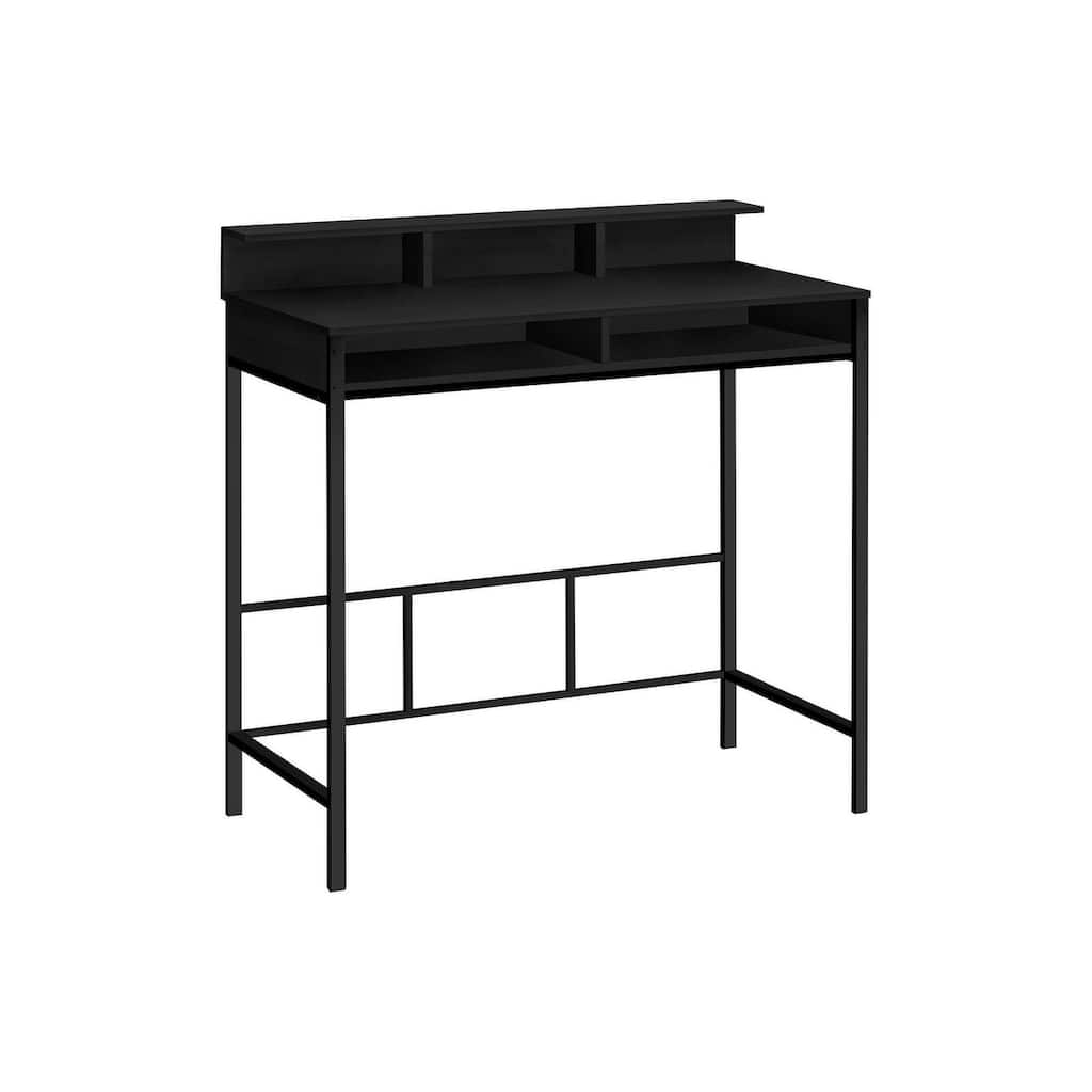 Computer Desk, Home Office, Standing, Storage Shelves, 48"l, Work, Laptop, Black Laminate, Black Metal, Contemporary, Modern