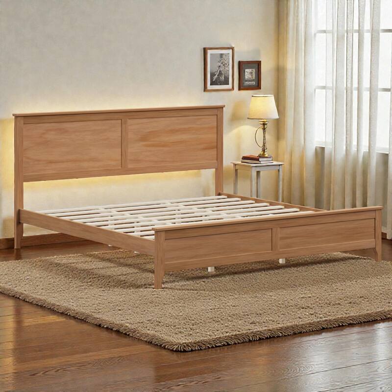 Modern Solid Wood Platform Bed Frame with Wooden Slats Support, No Box Spring Needed, Full Queen King