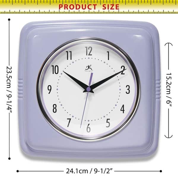 dimension image slide 0 of 5, Infinity Instruments Retro 9.25-inch Square Wall Clock - 9.25 x 1.875 x 9.5