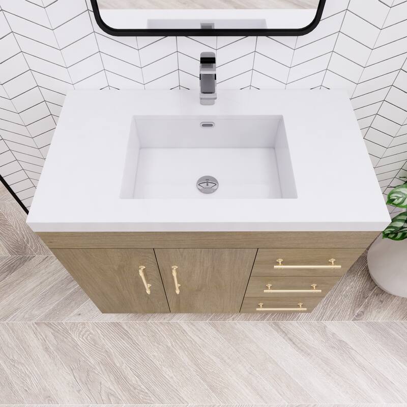 Eliza 36 Freestanding Vanity (Right Drawers) with Single Sink
