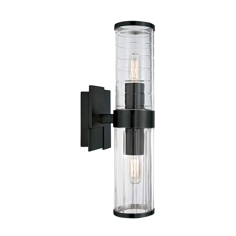 Stripe 15.25'' High 2-Light Sconce - Matte Black - 15.25 inch Tall
