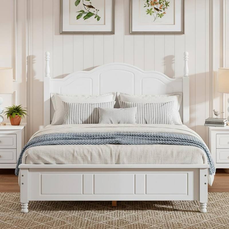 Retro Wood Platform Bed Frame with Wooden Slat Support by Harper&Bright Designs