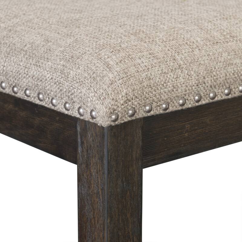Wood Framed 1pc Bench Upholstered Naihead Trim - Brown Mix
