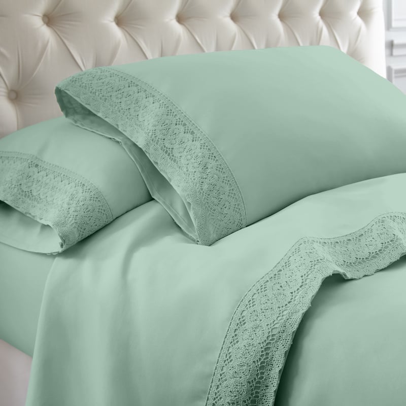Modern Threads 4-Piece Soft Microfiber Crochet Lace Sheet Set