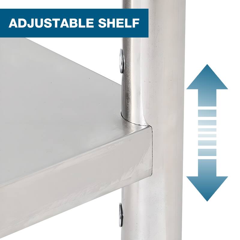 48''*24'' Commercial Work Table for Restaurant and Home Stainless Steel Kitchen Prep Table with Under Shelf with wheels