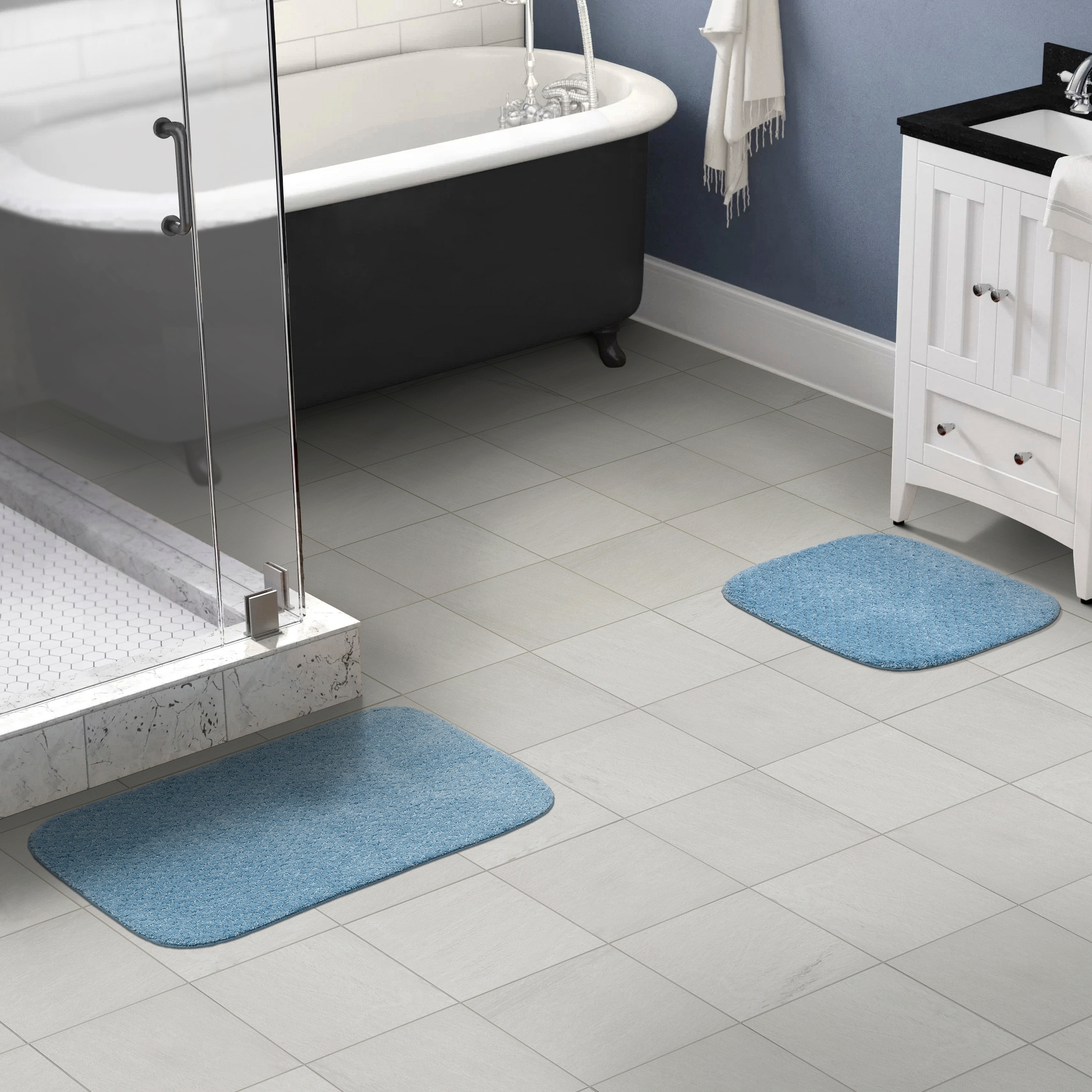Yellow Rubber Duck Blue Water Bath Rugs Absorbent Non Slip Door M