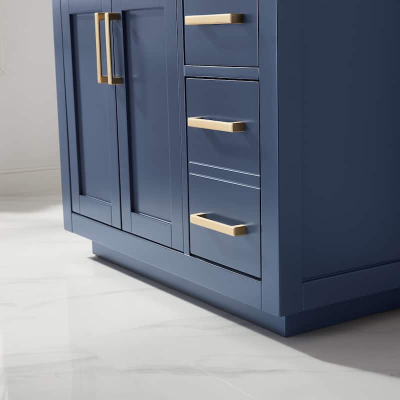 Altair Ivy Single Bathroom Vanity Set and Carrara White Countertop with Mirror