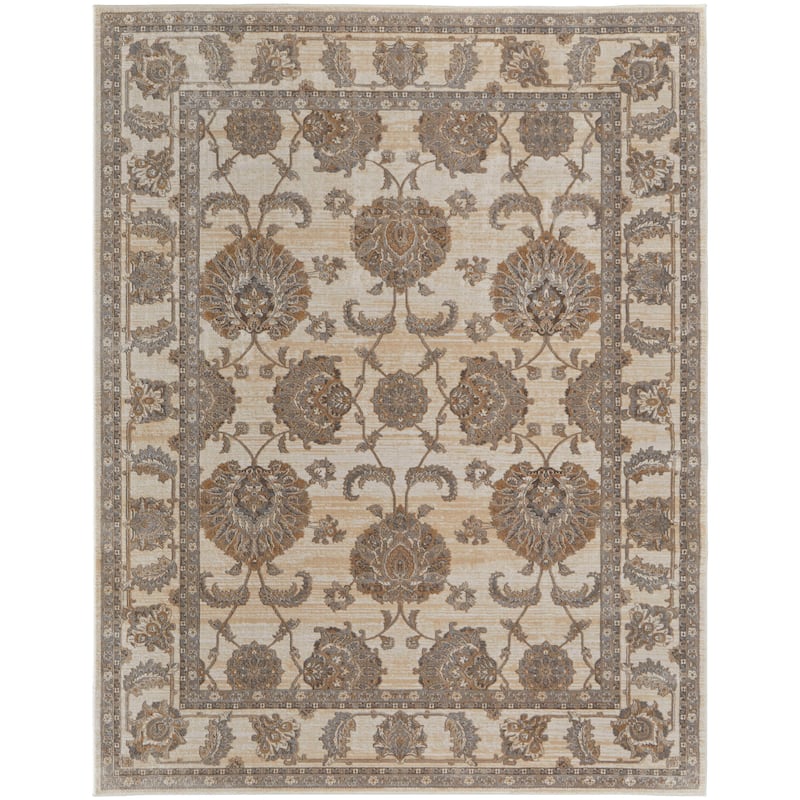 Grand Bazaar Neoma Machine Made Bordered Traditional Area Rug - 10' x 14' - Tan/Ivory/Brown