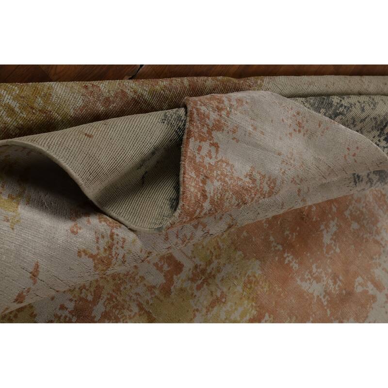 All-Over Abstract Contemporary Area Rug Hand-Knotted Wool Carpet - 5'6" x 8'0"