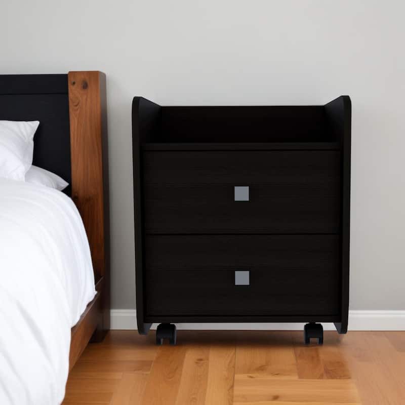 HomeRoots 22" Two Drawer Faux Wood Nightstand