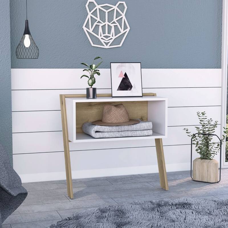 Light Oak Nightstand with One Shelf and Superior Top