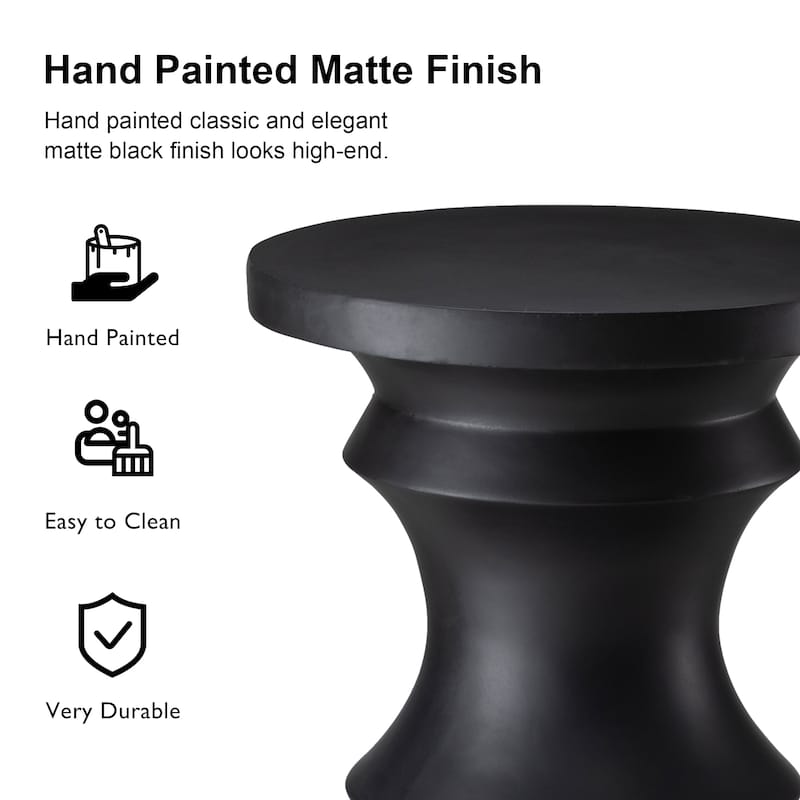 Glitzhome 18"H MGO Black Chess Garden Stool Outdoor Table