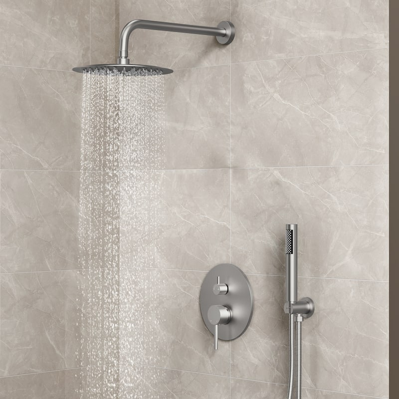 Pressure Balance Shower System with 10" Rainfall Shower Faucet and Handheld Shower Spray
