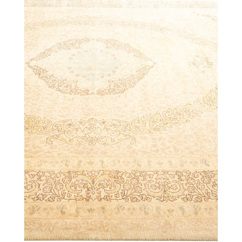 Overton Handknotted Wool Traditional Oriental Ivory Area Rug - 6' x 9'