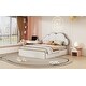 preview thumbnail 15 of 13, Beige Queen Size Soft Upholstered Platform Bed for Kids