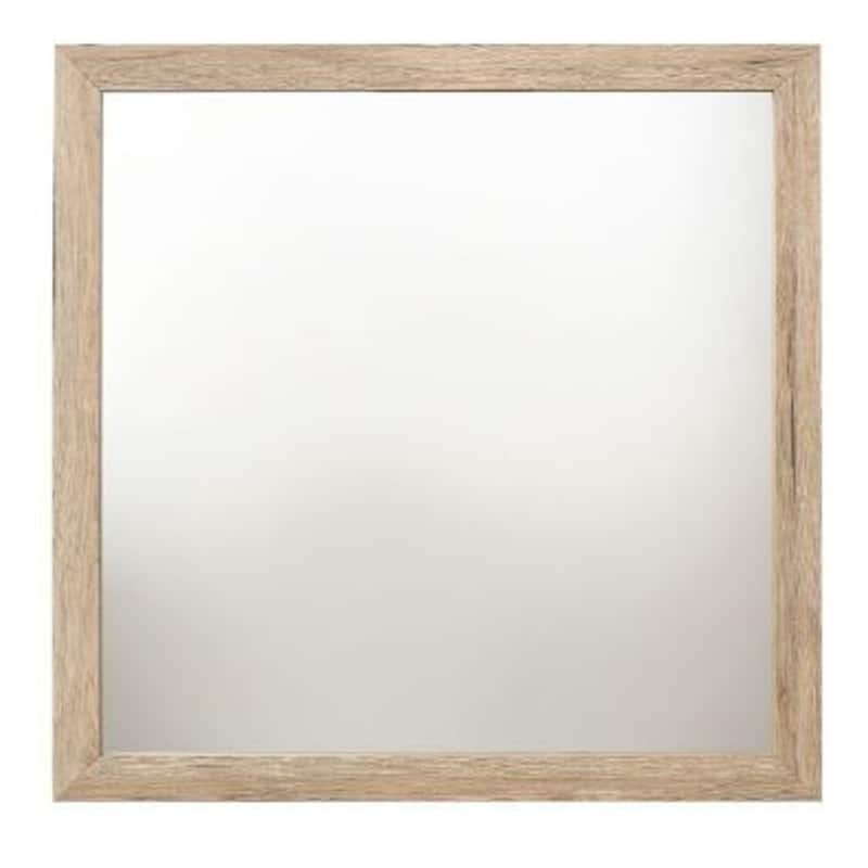 HomeRoots 40" Natural Square Wood Framed Mounted Dresser Mirror - 40' X '40' X '1