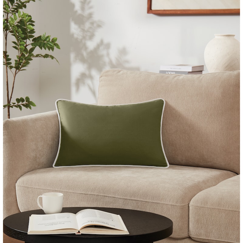 Brooklyn Loom Solid Contrast Piped Decorative Pillow