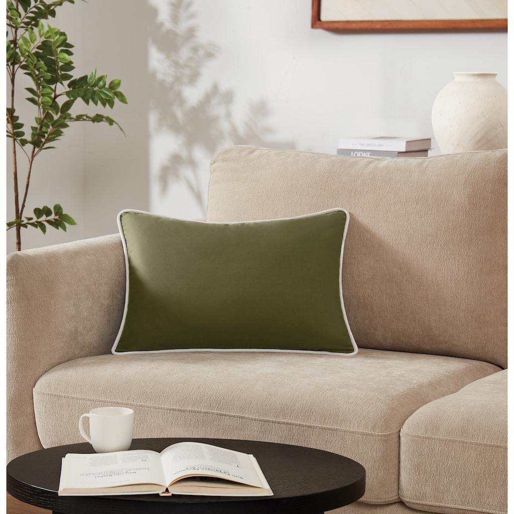 Brooklyn Loom Solid Contrast Piped Decorative Pillow