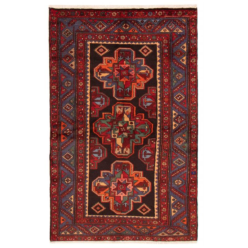 Konya Anatolian Black, Red Rug 3'10" x 6'0" - 3'10 x 6'0 - Black/ Red - 3'10 x 6'0