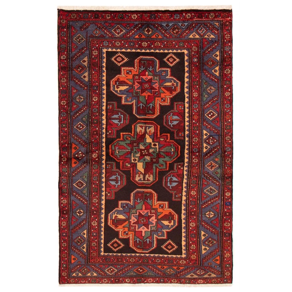 Konya Anatolian Black, Red Rug 3'10" x 6'0" - 3'10 x 6'0