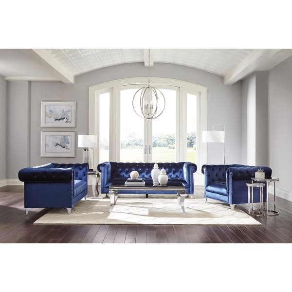 Starlet Blue 3-Piece Tufted Back Living Room Set - Bed Bath & Beyond ...