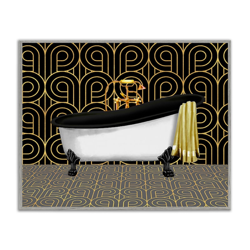 Stupell Bathroom in Deco Style Framed Giclee Art Design By Conrad Knutsen - 30 x 24 - Grey