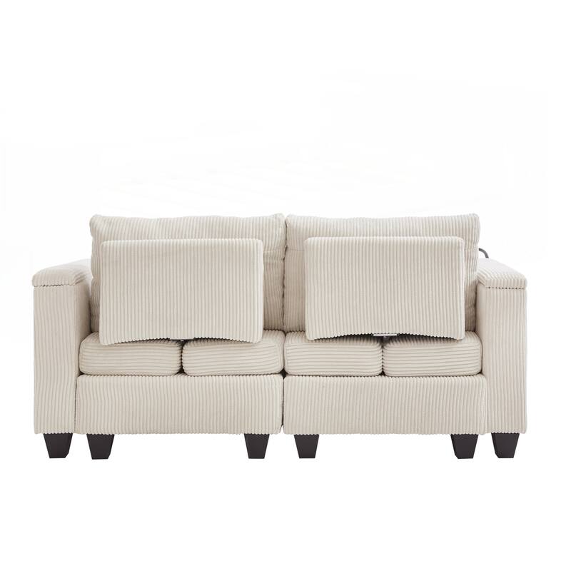 Loveseat Sofa Sofa Bed Corduroy Sleeper Sofa with USB Ports