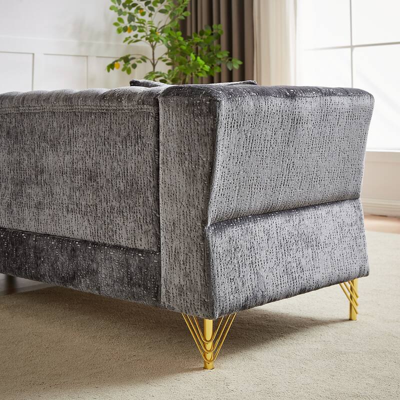 81.5'' Chenille L-Shaped 5-Seat Sectional Sofa with 3 Cushions, Stylish Corner Couch for Living Room or Bedroom