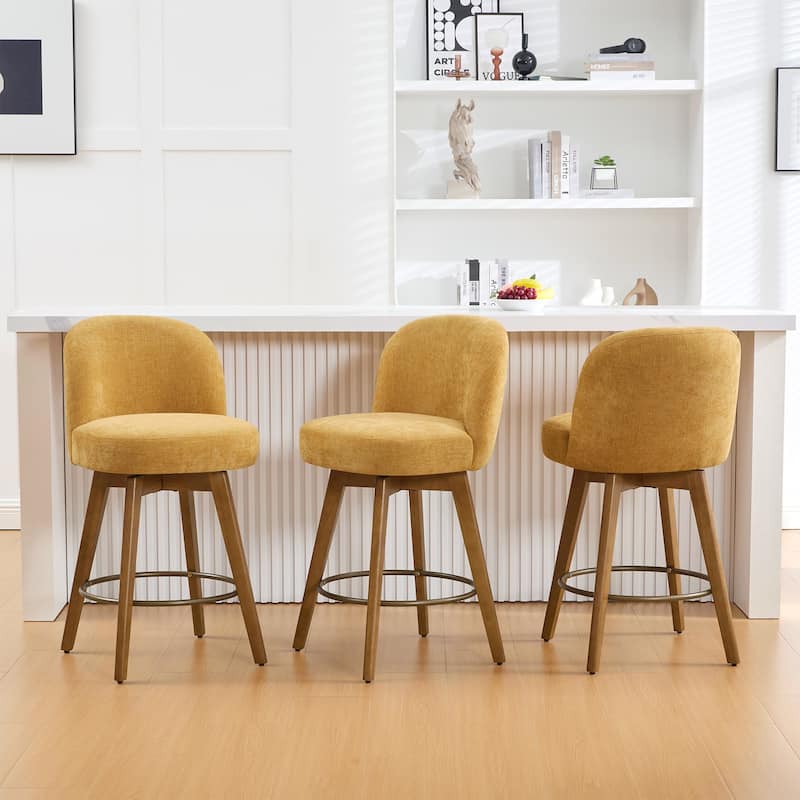 Fabric Upholstered Counter Height Swivel Bar Stools - 37.8"H x 19.7"W x 23.2"D