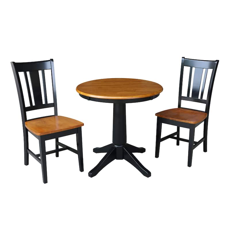 30" Round Top Pedestal Dining Table - With 2 San Remo Chairs