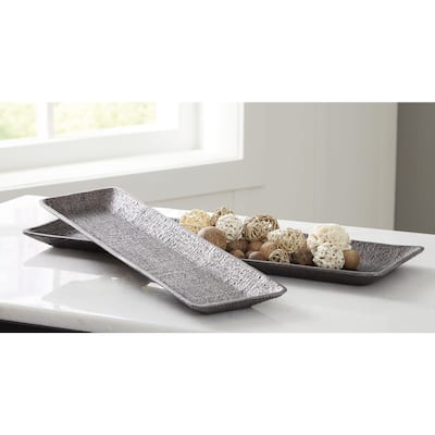 Signature Design by Ashley Garekton Pewter Tray (Set of 2) - 24"W x 8"D x 1"H