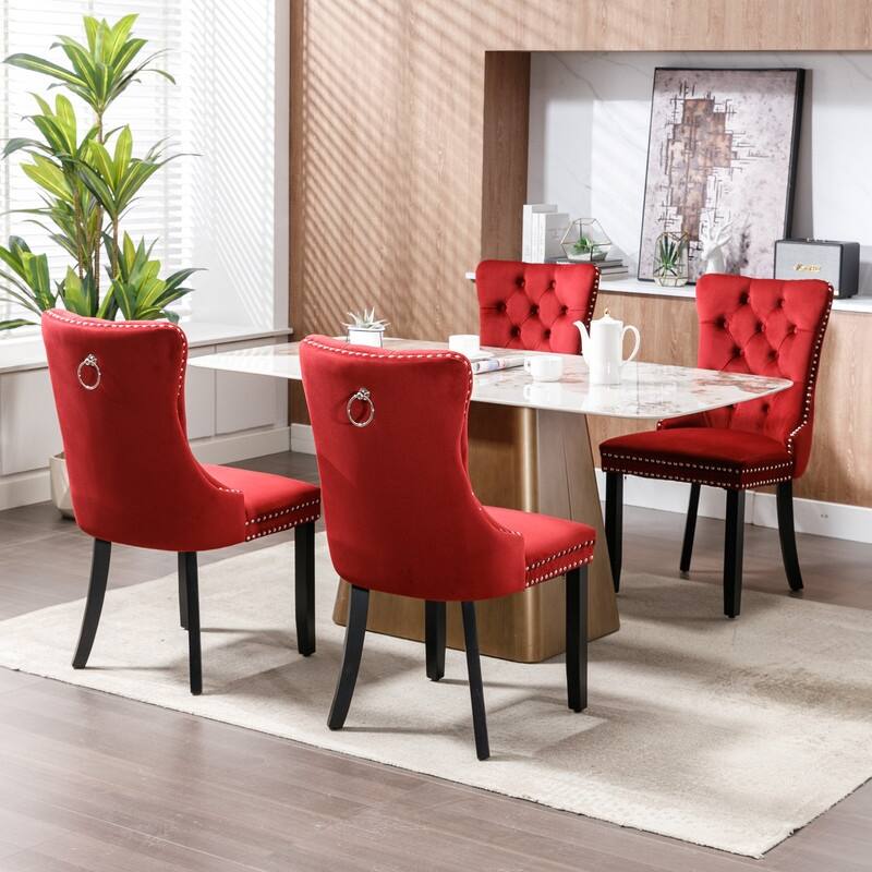 2 Pcs Modern HighEnd Tufted Dining Chair Velvet Upholstered Accent
