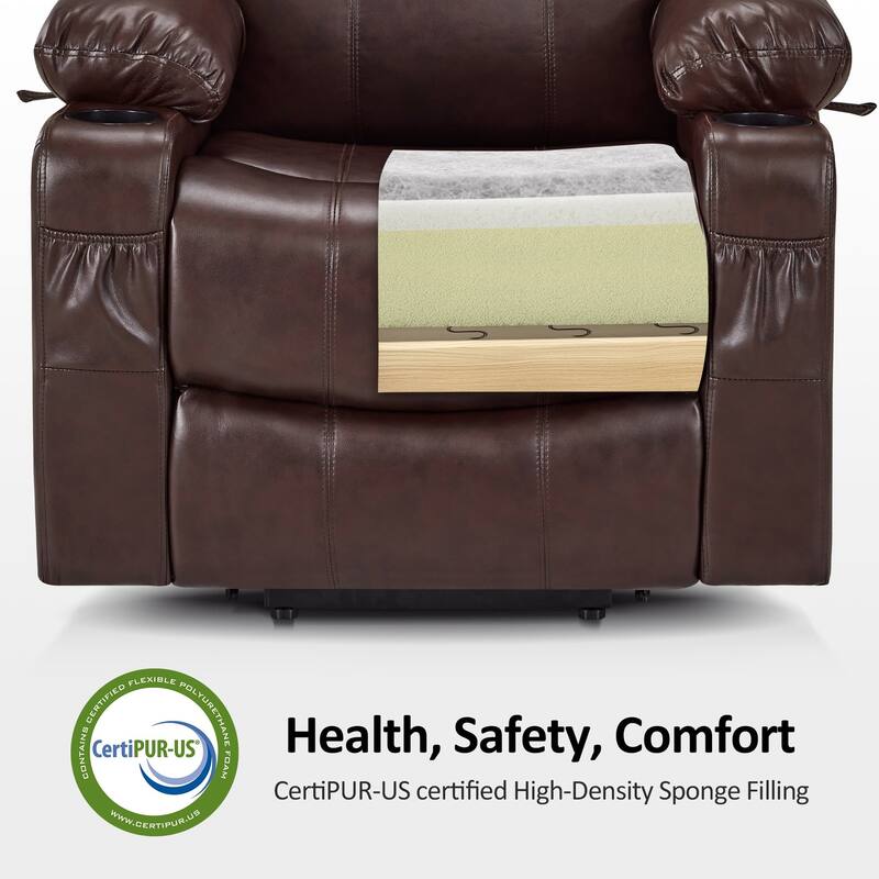 MCombo Electric Power Lift Recliner Chair Sofa with Massage and Heat, 3 Positions, USB Ports, Faux Leather 7040