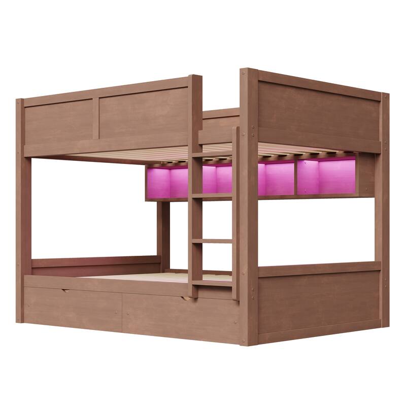 Full XL over Full XL Smart Storage Bunk Bed with LED Light by Harper&Bright Designs
