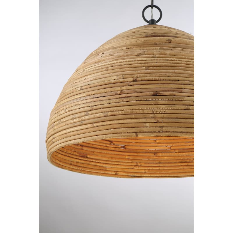 Lumanity Marigot Rattan Single-Light Dome Pendant - Natural - 20.5 "Dia. x 16" H