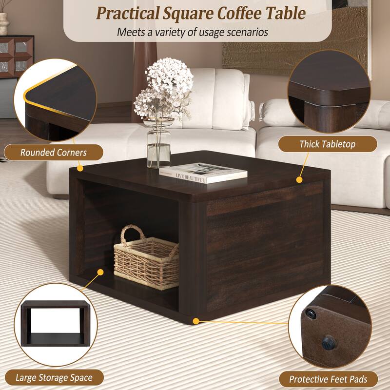 30.8" MDF Coffee Table with Half-Open Storage