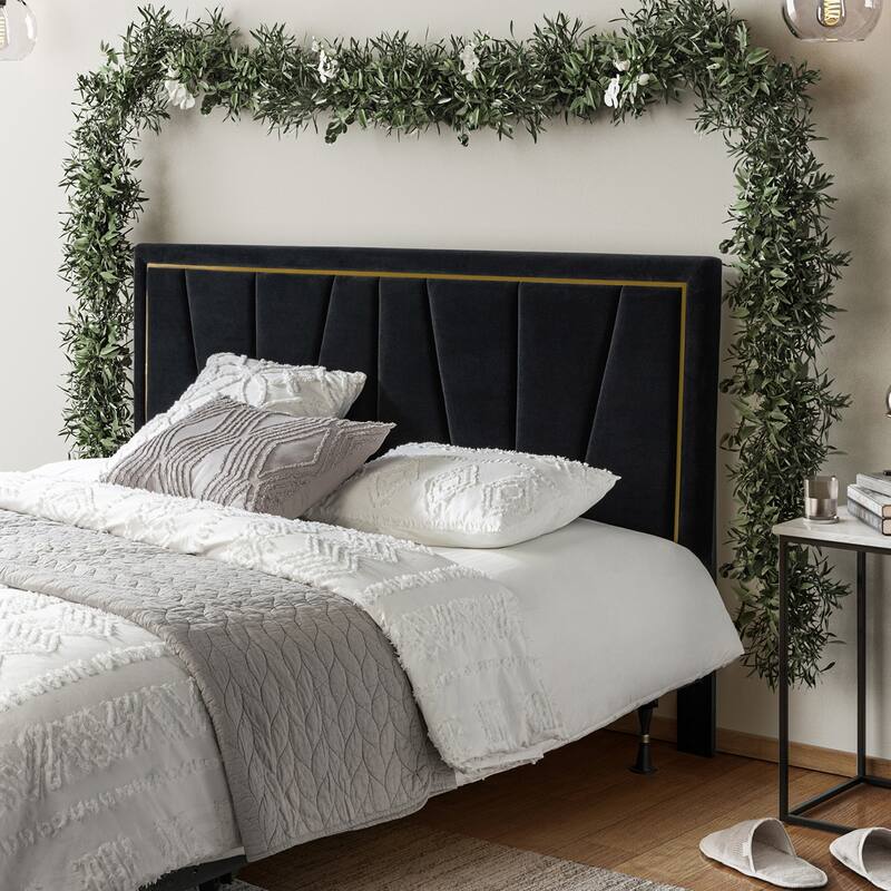 Eberhard Upholstered Tufted Contemporary Adjustable Wall-Mounted Headboard By HULALA HOME - Black