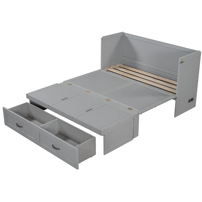 Space-Saving Murphy Bed with USB Ports and Large Drawers