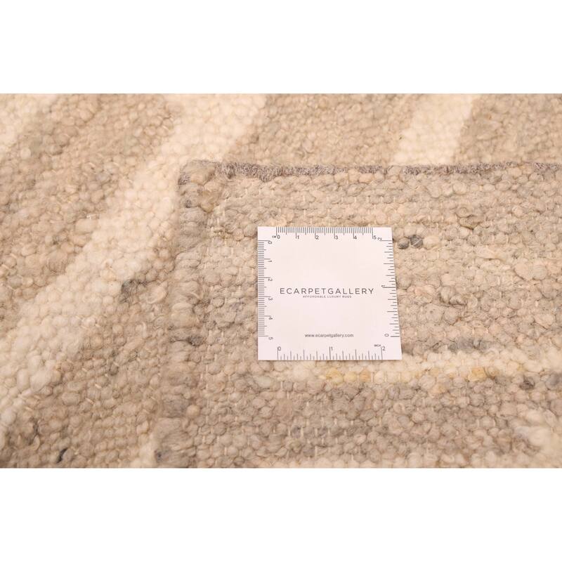 ECARPETGALLERY Flat-Weave Marrakech Taupe Wool Kilim - 5'2 x 7'11