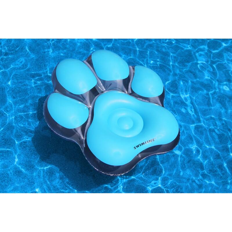 61" Inflatable Blue Pawprint Island Swimming Pool Float